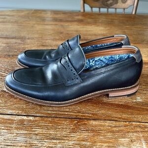 Johnston & Murphy Milliken Penny Leather Loafers Navy Men's Shoes Slip On Sz 8M